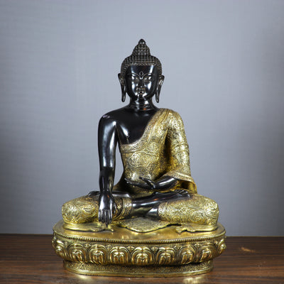 Brass Large Buddha Statue Sitting On Base Sine Black Finish For Home Decor 2 Feet - 462830