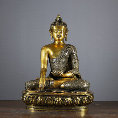 Brass Large Buddha Idol Finely Crafted For Home Decor Showpiece 2 Feet - 462831