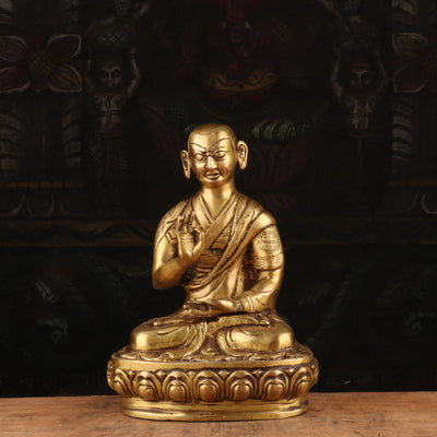 Brass Nepali Buddha Statue Sitting On Base For Home Decor Showpiece 8" - 462836