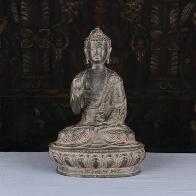 Brass Buddha Statue Vintage Black finished For Home Decor 1 Feet - 462851