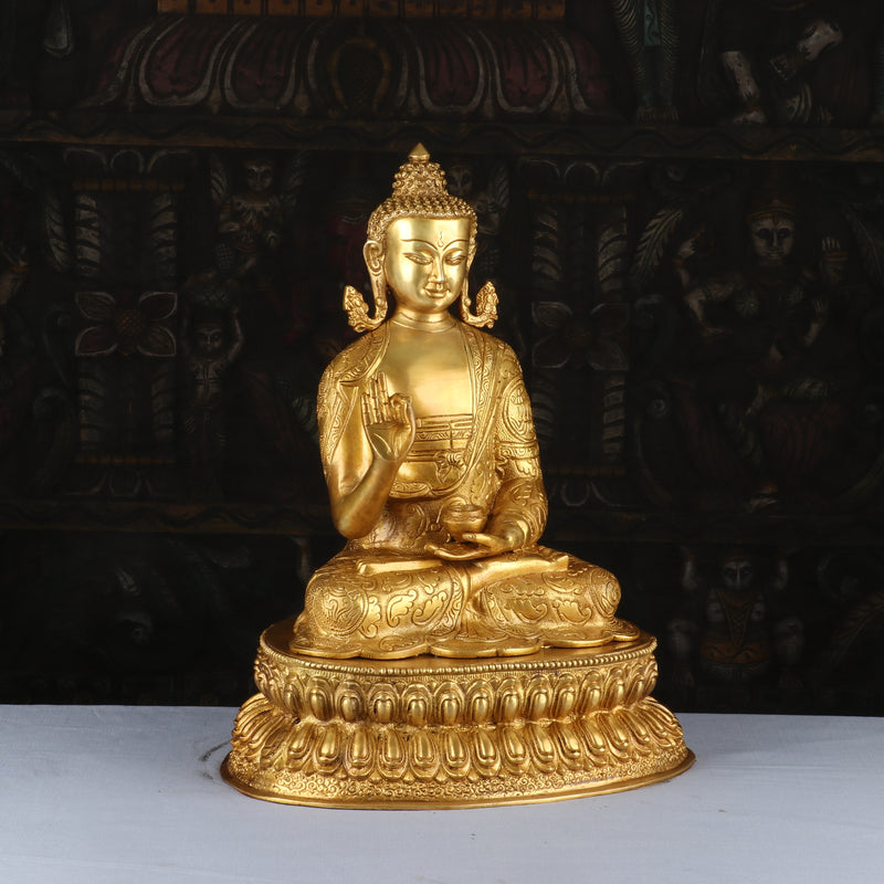Brass Finely Crafted Blessing Buddha Statue Showpiece For Home Decor 16