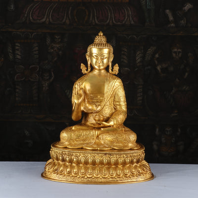 Brass Finely Crafted Blessing Buddha Statue Showpiece For Home Decor 16 - 462877