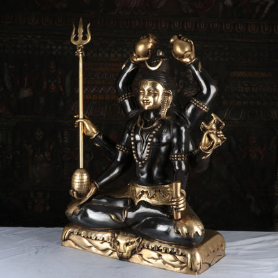 Brass Large Super Fine Lord Shiva Idol Vintage Black Finished For Home Decor 30"