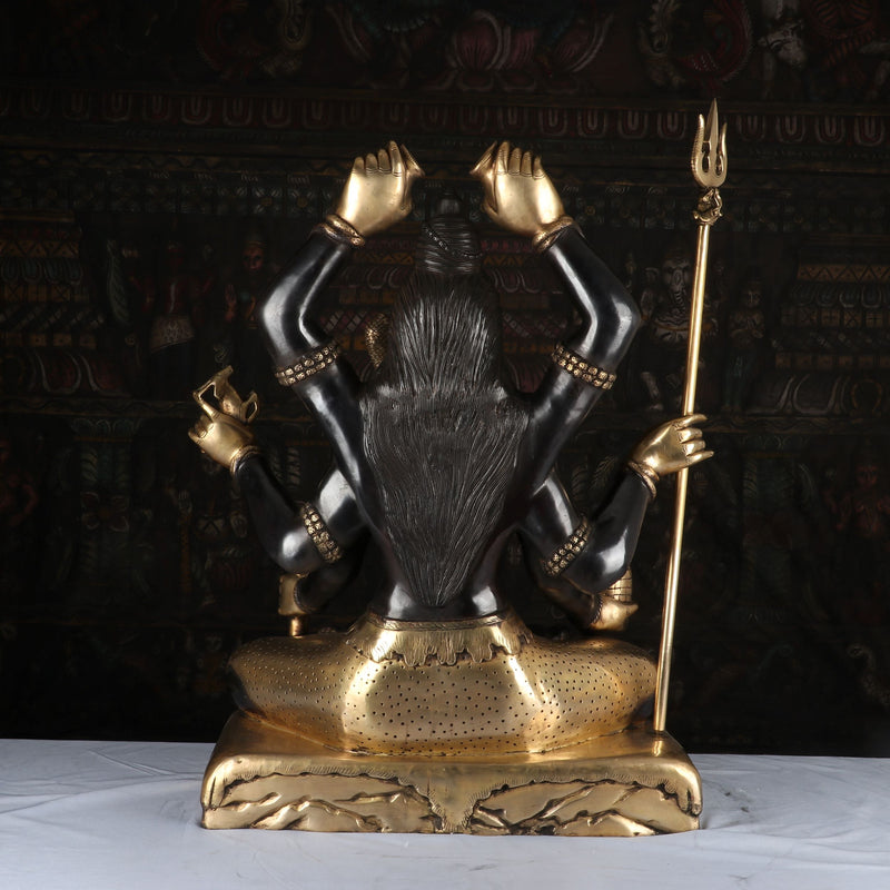 Brass Large Super Fine Lord Shiva Idol Vintage Black Finished For Home Decor 30"