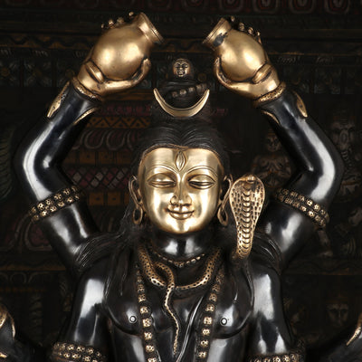 Brass Large Super Fine Lord Shiva Idol Vintage Black Finished For Home Decor 30"