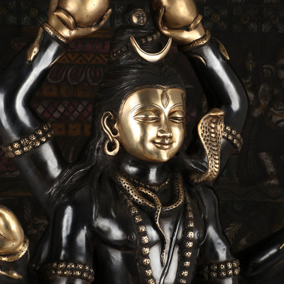 Brass Large Super Fine Lord Shiva Idol Vintage Black Finished For Home Decor 30"