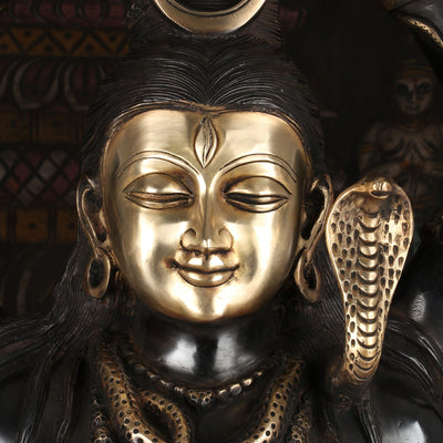 Brass Large Super Fine Lord Shiva Idol Vintage Black Finished For Home Decor 30"