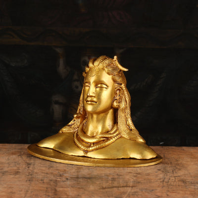 Brass Aadiyogi Shiva Bust Statue 4" by StatueStudio