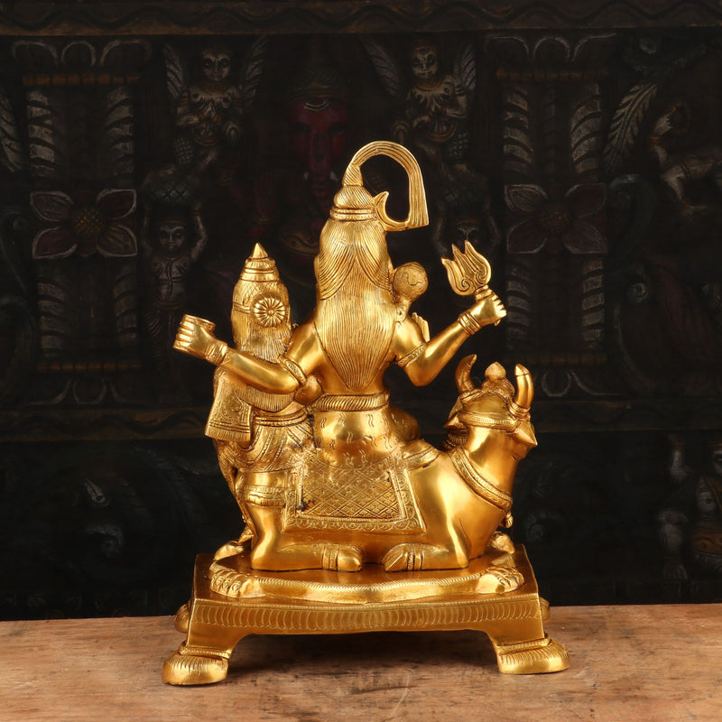 Brass Shiv Parivar Statue Sitting On Nandi For Home Decor 8"