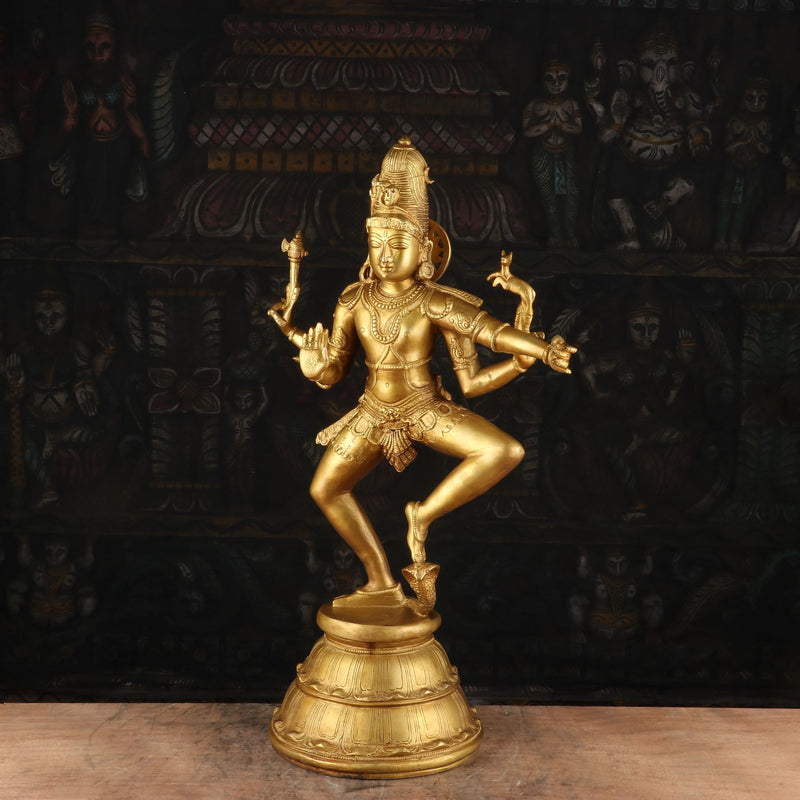 Brass Nataraja Statue Shiva Sculpture the Lord Of Dance Idol Decor Showpiece 22"