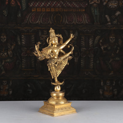 Artistic Brass Chola Nataraja Sculpture Lord Shiva Idol 16"