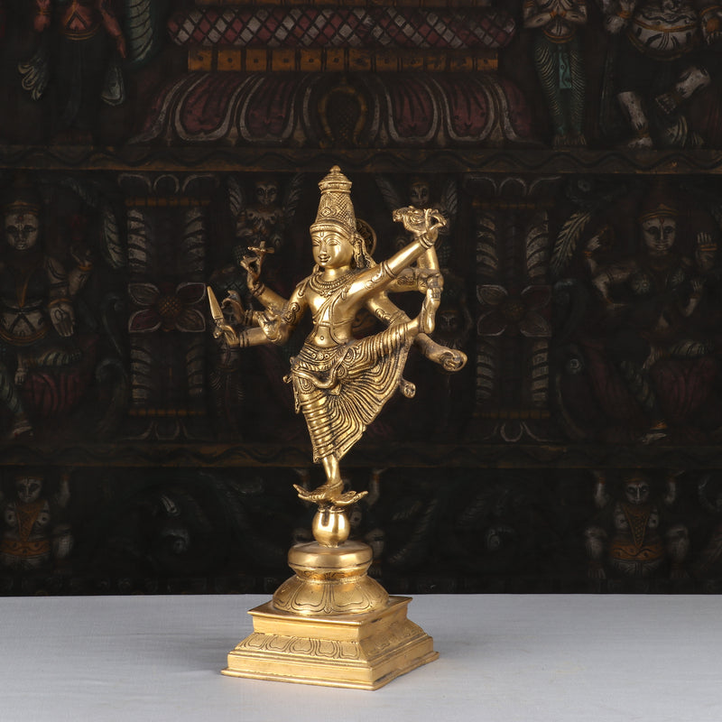 Artistic Brass Chola Nataraja Sculpture Lord Shiva Idol 16"