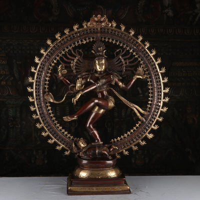 Brass Nataraja Statue Sculpture Lord Shiva Idol Showpiece Decor 3 Feet - SKU - 462904