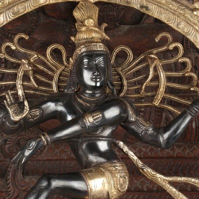 Brass Nataraja Statue Sculpture Vintage Black Finished Idol 2 Feet