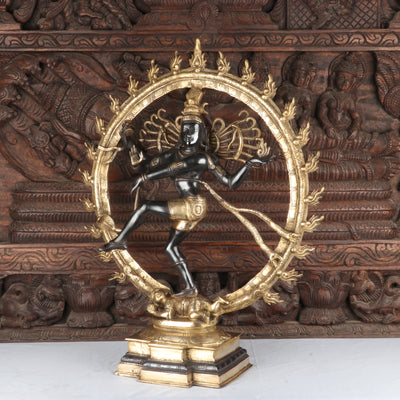 Brass Nataraja Statue Sculpture Vintage Black Finished Idol 2 Feet