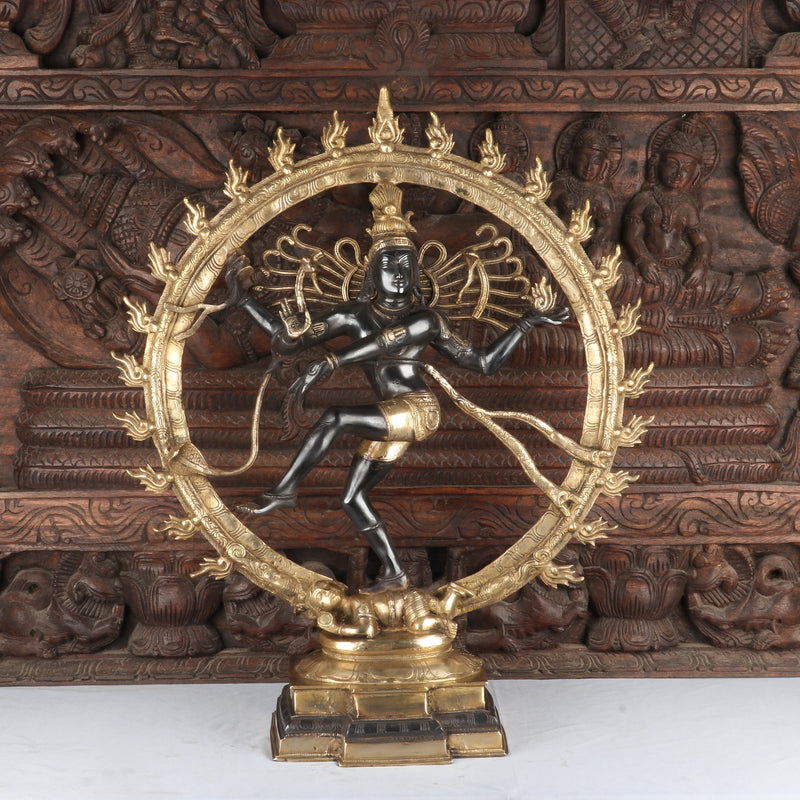 Brass Nataraja Statue Sculpture Vintage Black Finished Idol 2 Feet - SKU - 462905