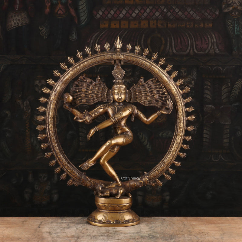 Brass Nataraja Statue Sculpture Idol For Decorative Showpiece 1.5 Feet - SKU - 462906