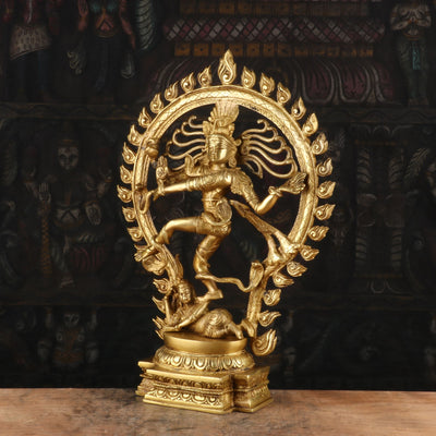 Brass Nataraja Statue Sculpture Idol Golden Finished Idol For Decor 20"