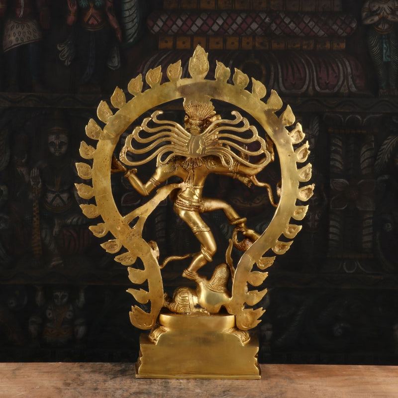 Brass Nataraja Statue Sculpture Idol Golden Finished Idol For Decor 20"