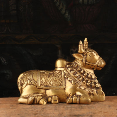 Brass Small Nandi Statue Idol Decor 5"