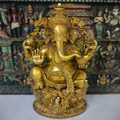 Brass Big Ganesha Idol Sculpture For Home Decor Showpiece 2 Feet - 462926