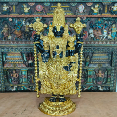 Brass Large Tirupati Balaji Statue Antique Religious Idol Decor 4 Feet