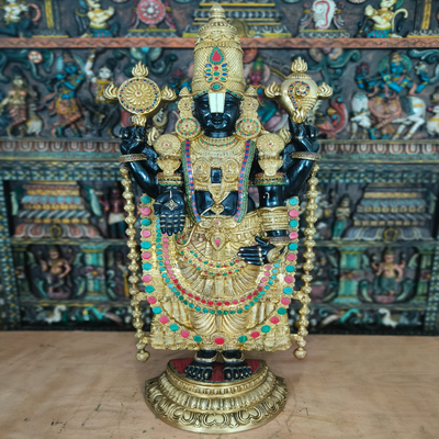 Brass Large Tirupati Balaji Statue Stone Work Religious Idol Decor 4 Feet - SKU - 462928