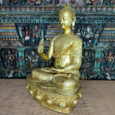 Brass Large Blessing Buddha Statue For Home Decor Showpiece 33"