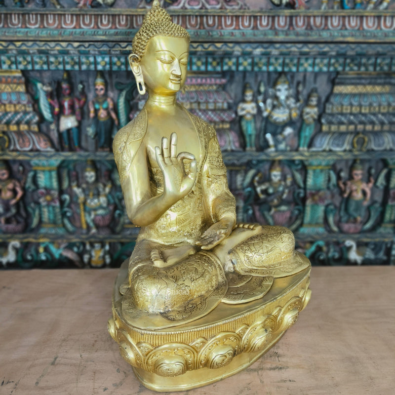 Brass Large Blessing Buddha Statue For Home Decor Showpiece 33"