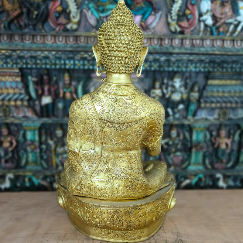 Brass Large Blessing Buddha Statue For Home Decor Showpiece 33"