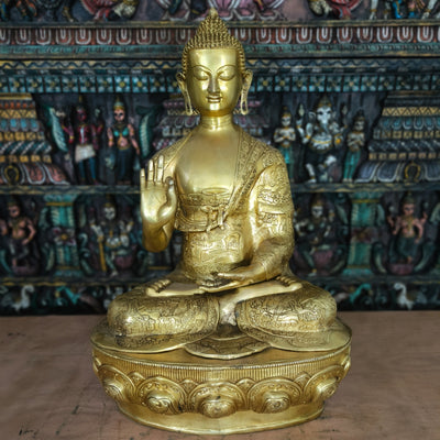 Brass Large Blessing Buddha Statue For Home Decor Showpiece 33"