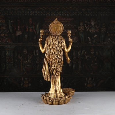 Brass Antique Goddess Lakshmi Statue Large Idol For Pooja Home Temple Decor 2 Feet