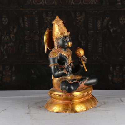 Brass Antique Hanuman Statue Home Office Pooja Room Decor Gift Idol 16"