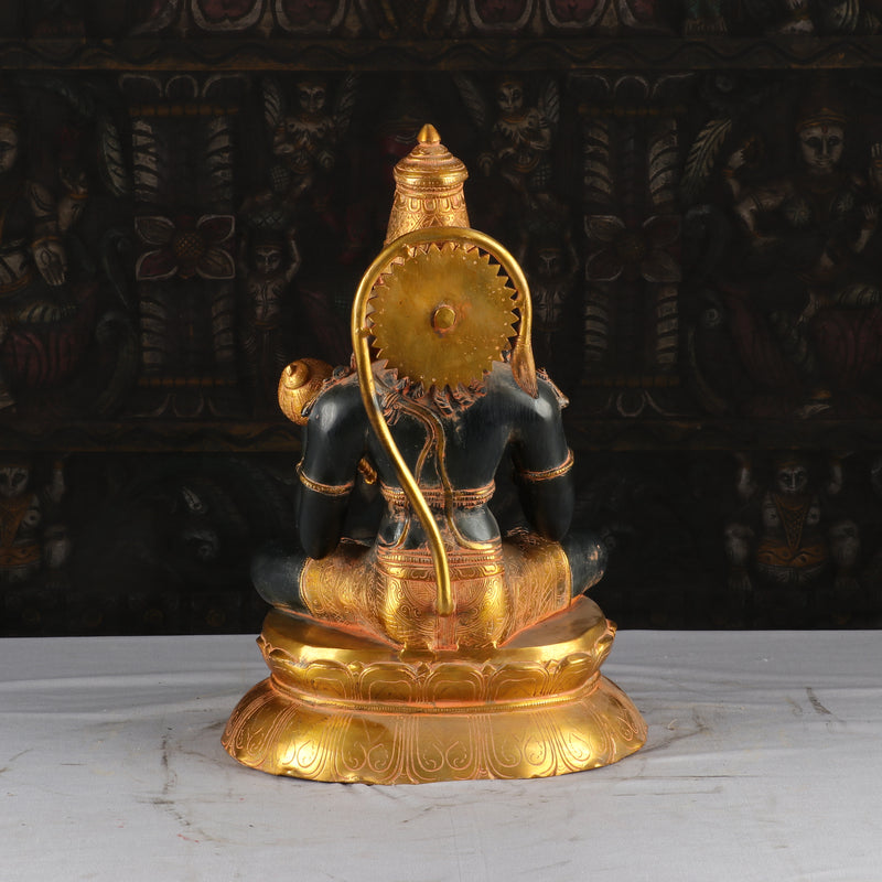 Brass Antique Hanuman Statue Home Office Pooja Room Decor Gift Idol 16"