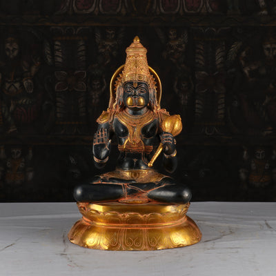 Brass Antique Hanuman Statue Home Office Pooja Room Decor Gift Idol 16"