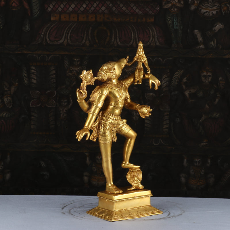 Brass Handicraft Varaha Lakshmi Statue Idol Religious Decor 1.5 Feet