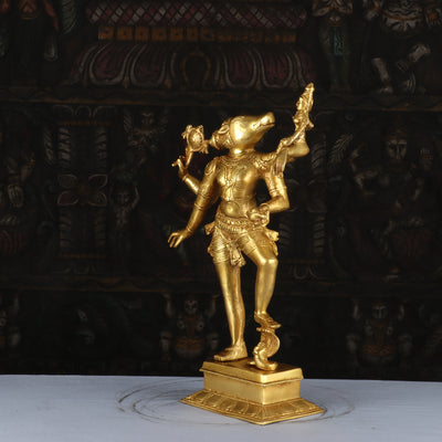 Brass Handicraft Varaha Lakshmi Statue Idol Religious Decor 1.5 Feet