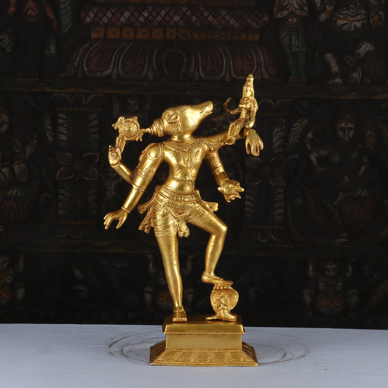 Brass Handicraft Varaha Lakshmi Statue Idol Religious Decor 1.5 Feet