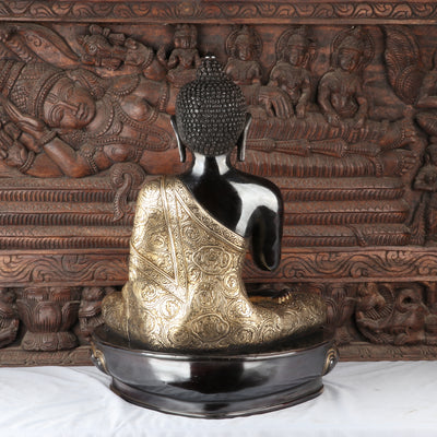 Brass Large Sitting Buddha Idol Antique Finish For Home Decor Showpiece 2 Feet