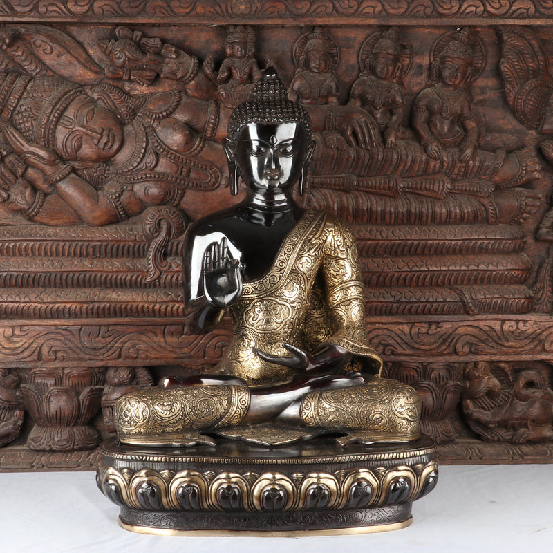 Brass Large Sitting Buddha Idol Antique Finish For Home Decor Showpiece 2 Feet