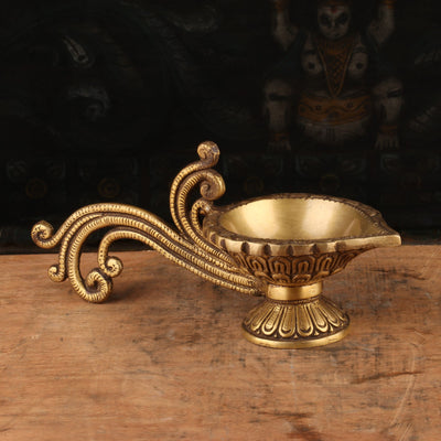 Brass Diya Oil Lamp For Home Temple Religious Decor Showpiece 2.5"