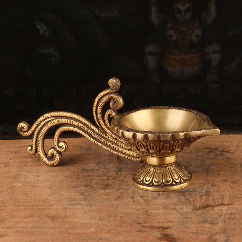 Brass Diya Oil Lamp For Home Temple Religious Decor Showpiece 2.5" - SKU - 462978