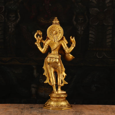 Brass Standing Saraswati Idol For Pooja Room Temple Decor Statue 10"