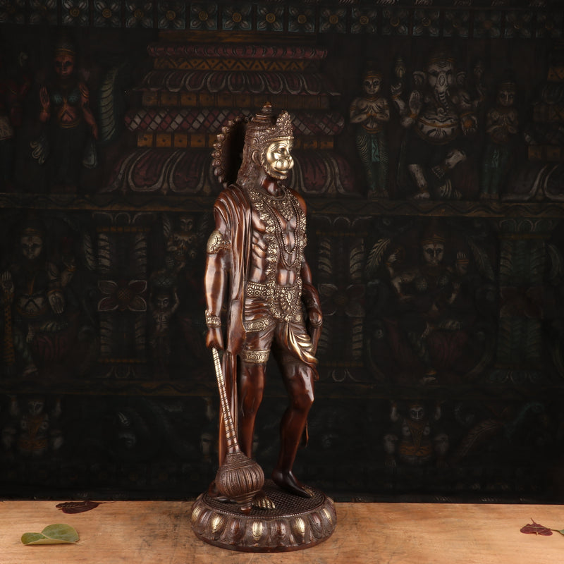 Brass Antique Standing Mahabali Hanuman Statue Idol Home Religious Decor 2 Feet