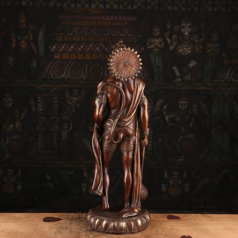 Brass Antique Standing Mahabali Hanuman Statue Idol Home Religious Decor 2 Feet