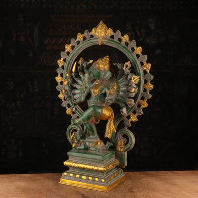 Brass Large Dancing Ganesha Statue With 16 Arms For Home Decor 2 Feet