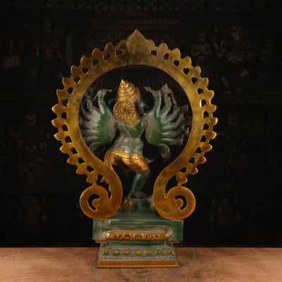 Brass Large Dancing Ganesha Statue With 16 Arms For Home Decor 2 Feet