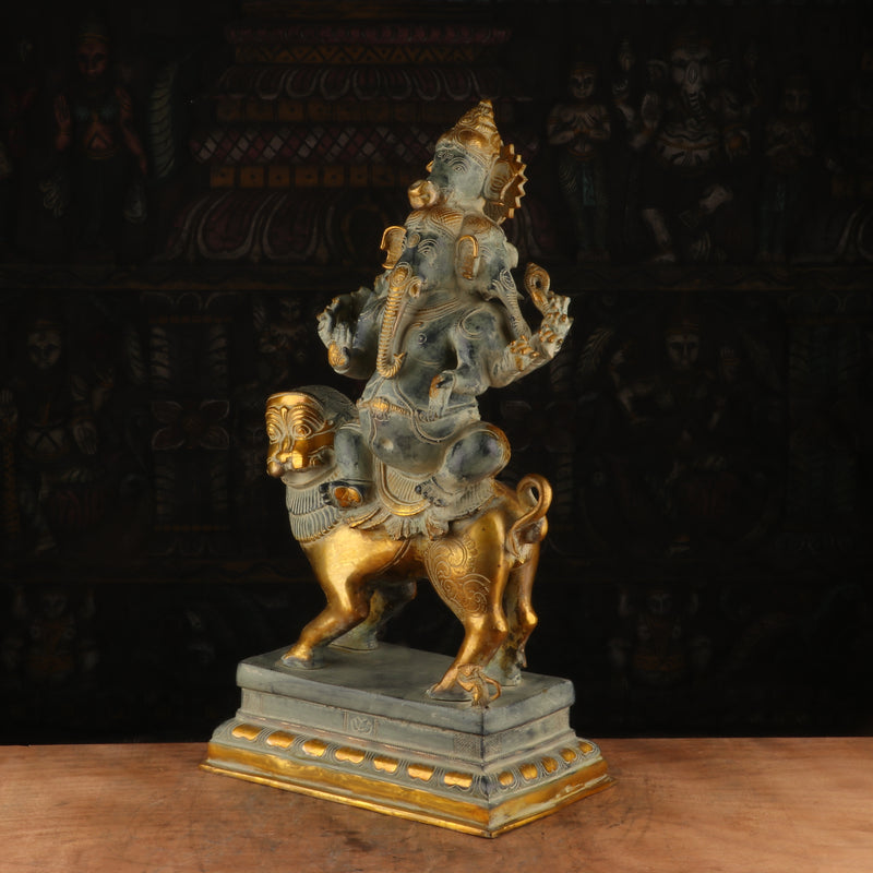 Brass Heramba Ganesha Idol Antique Finish For Home Decor 2 Feet