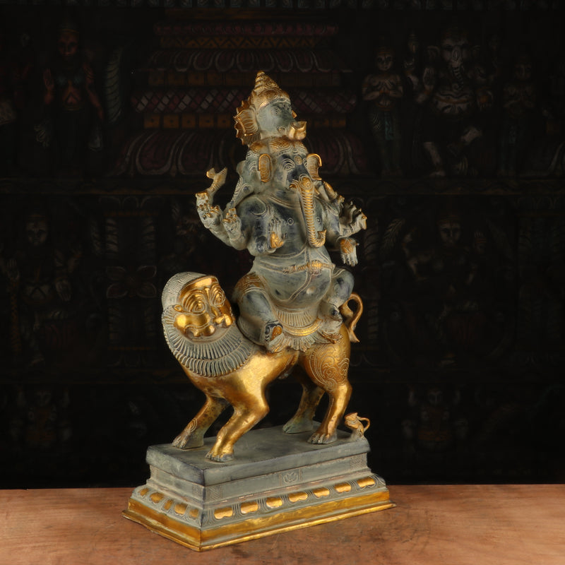 Brass Heramba Ganesha Idol Antique Finish For Home Decor 2 Feet