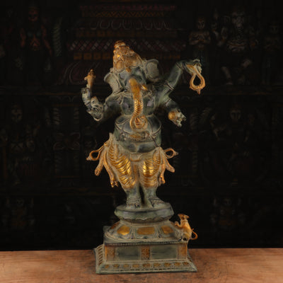 Brass Standing Ganesha Statue Antique Finish For Home Decor 2 Feet